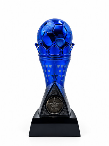 Blue crown football trophy - football,