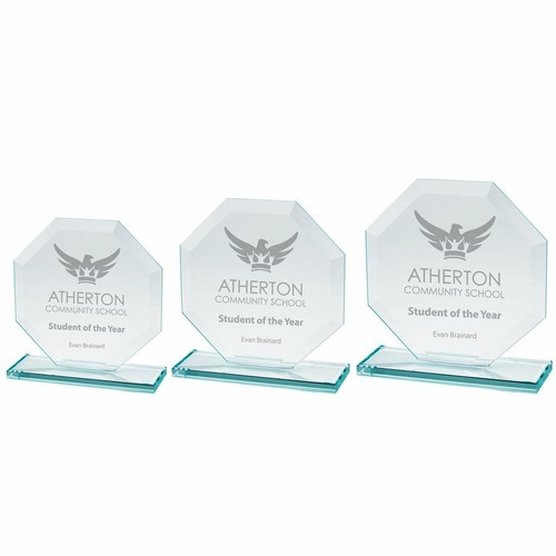 Engraved glass award - engraved, trophy