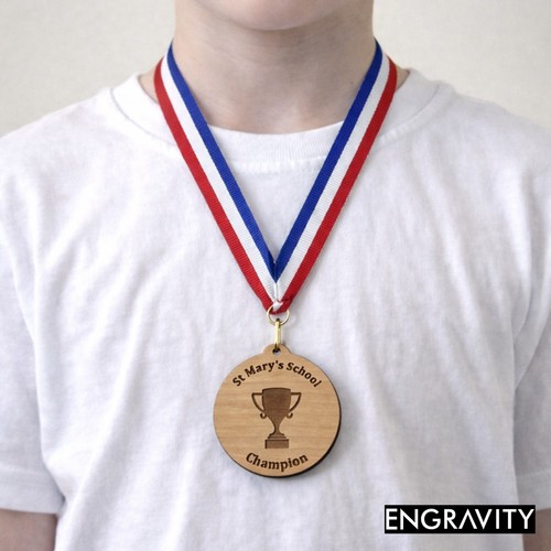 Engraved wooden medals - engraved,