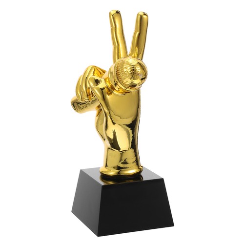 Resin golden microphone trophy - resin,
